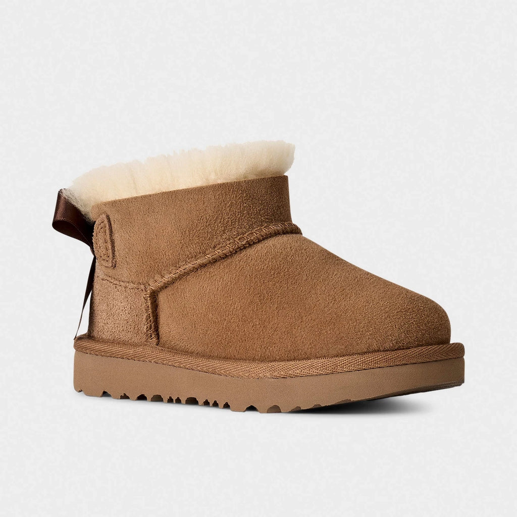 Toddler Girls' Short Sheepskin Bow Boots
