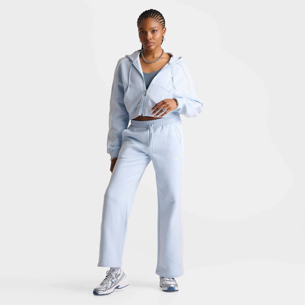 Women's Cropped Piped Full-Zip Hoodie