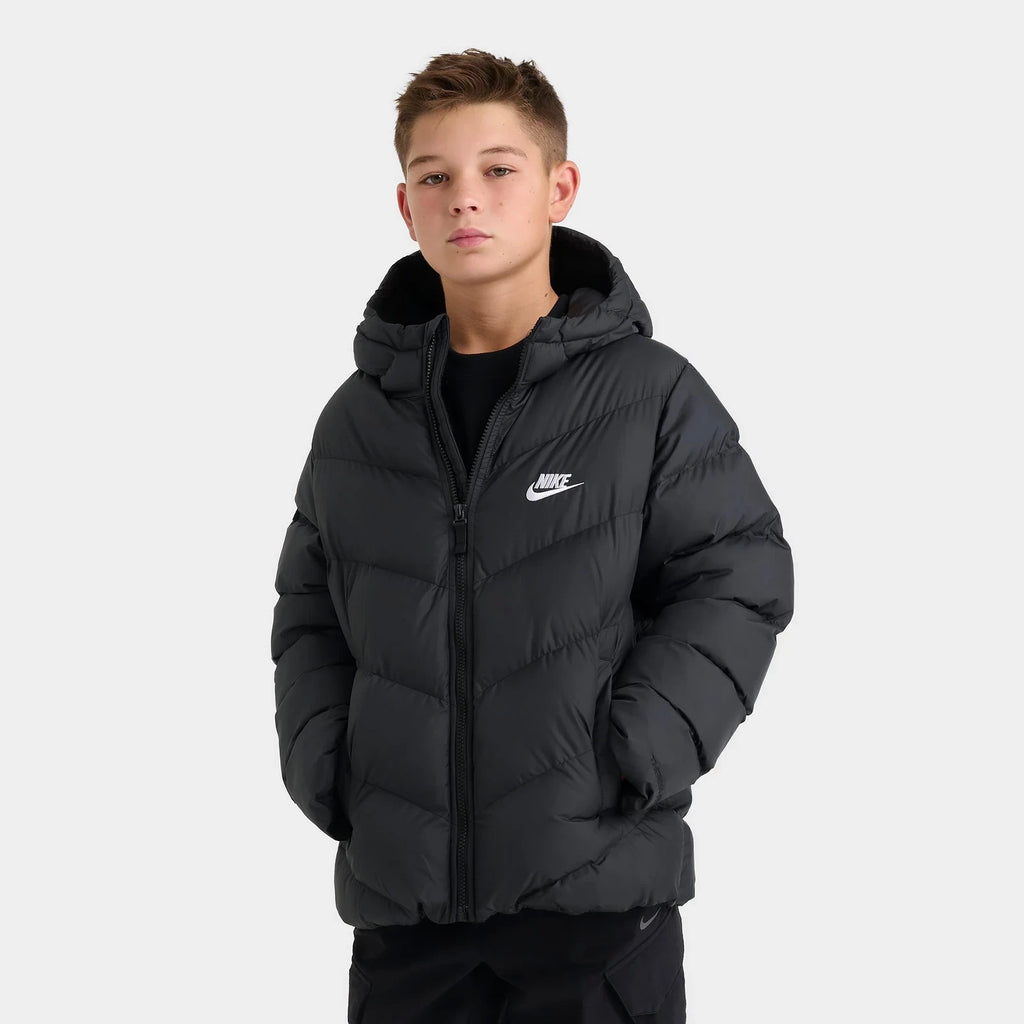 Big Kids' Hooded Insulated Puffer Jacket - Black