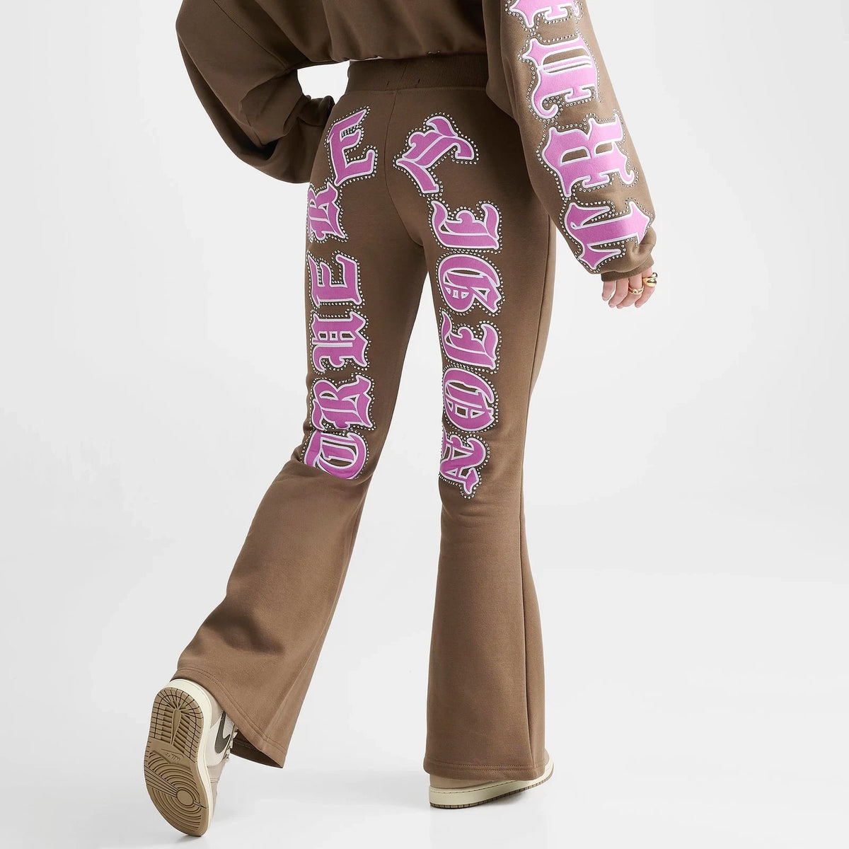 Women's Rhinestone Flare Fleece Pants