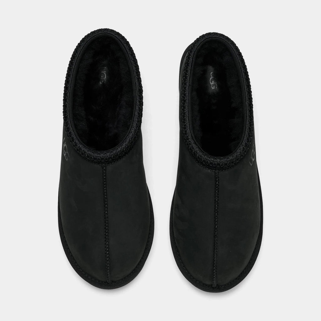 Men's Nubuck Backless Slippers - Black