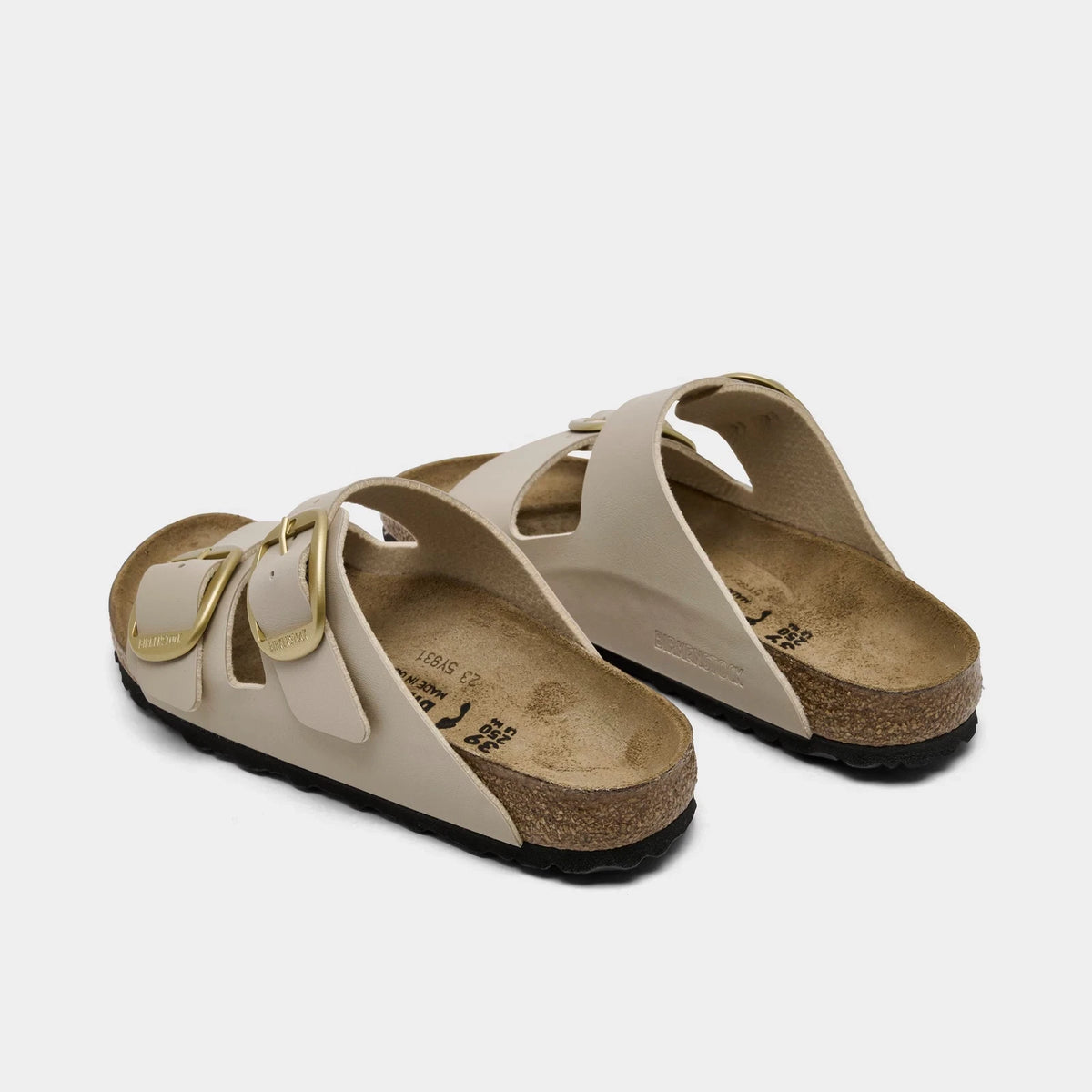 Women's Two-Strap Sandals With Gold Buckles
