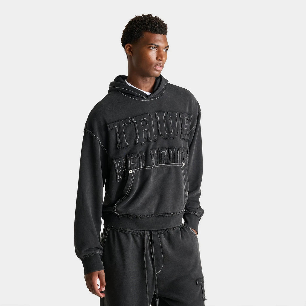Men's Boxy Appliqué Pullover Hoodie