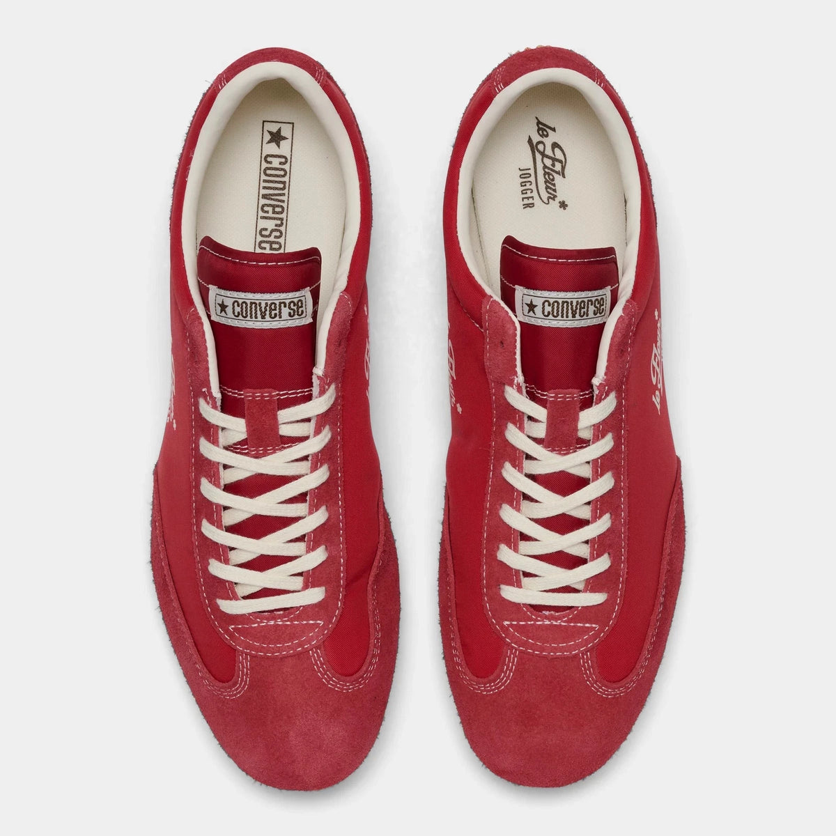 Suede and Nylon Retro Running Sneakers - Red