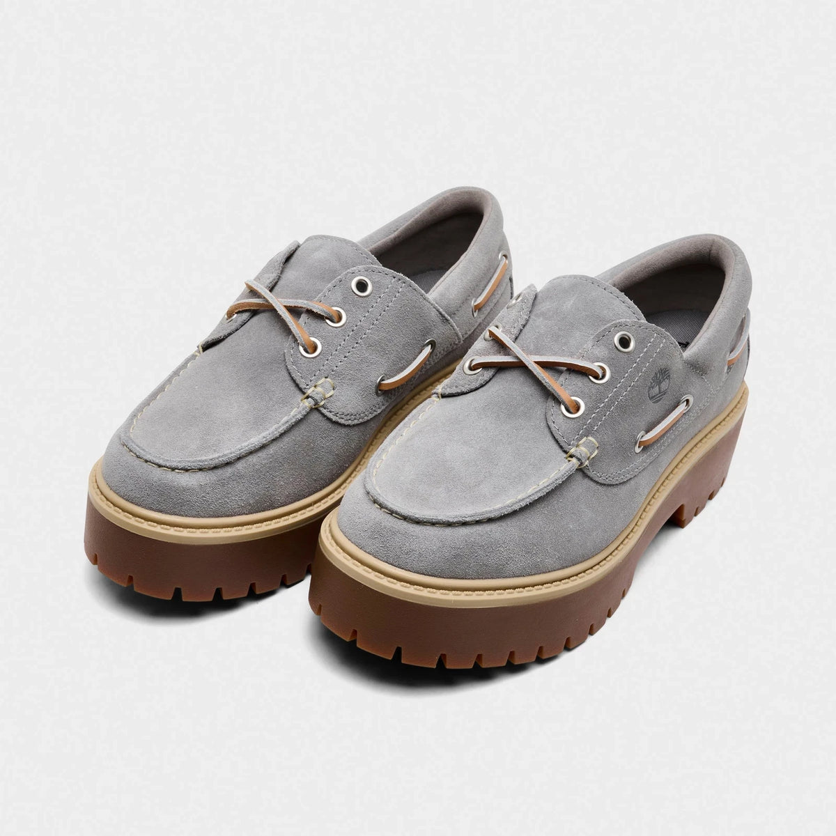 Women's Leather Platform Boat Shoes - Black