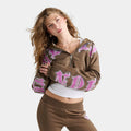 Women's Cropped Rhinestone Full-Zip Hoodie