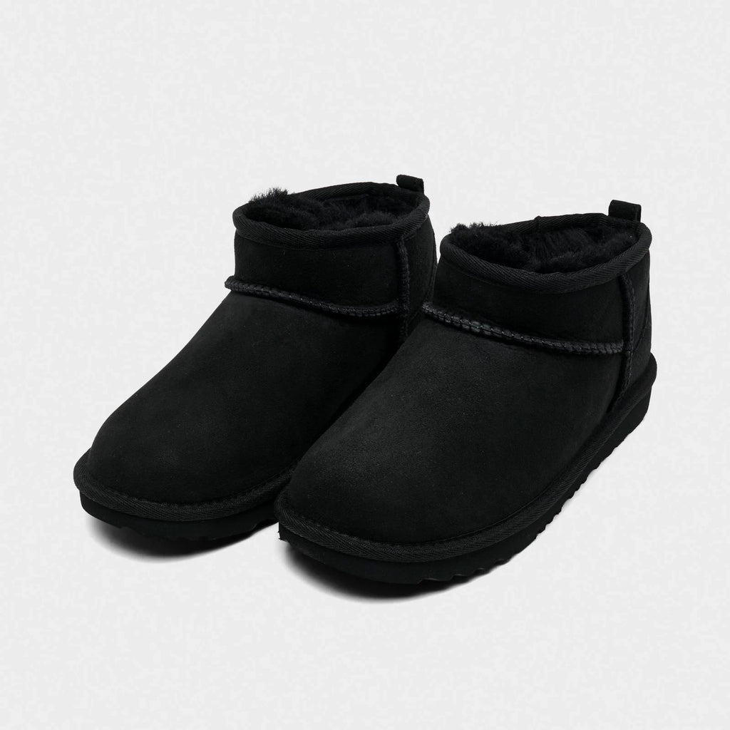 Kids' Short Sheepskin Side-Zip Boots - Black