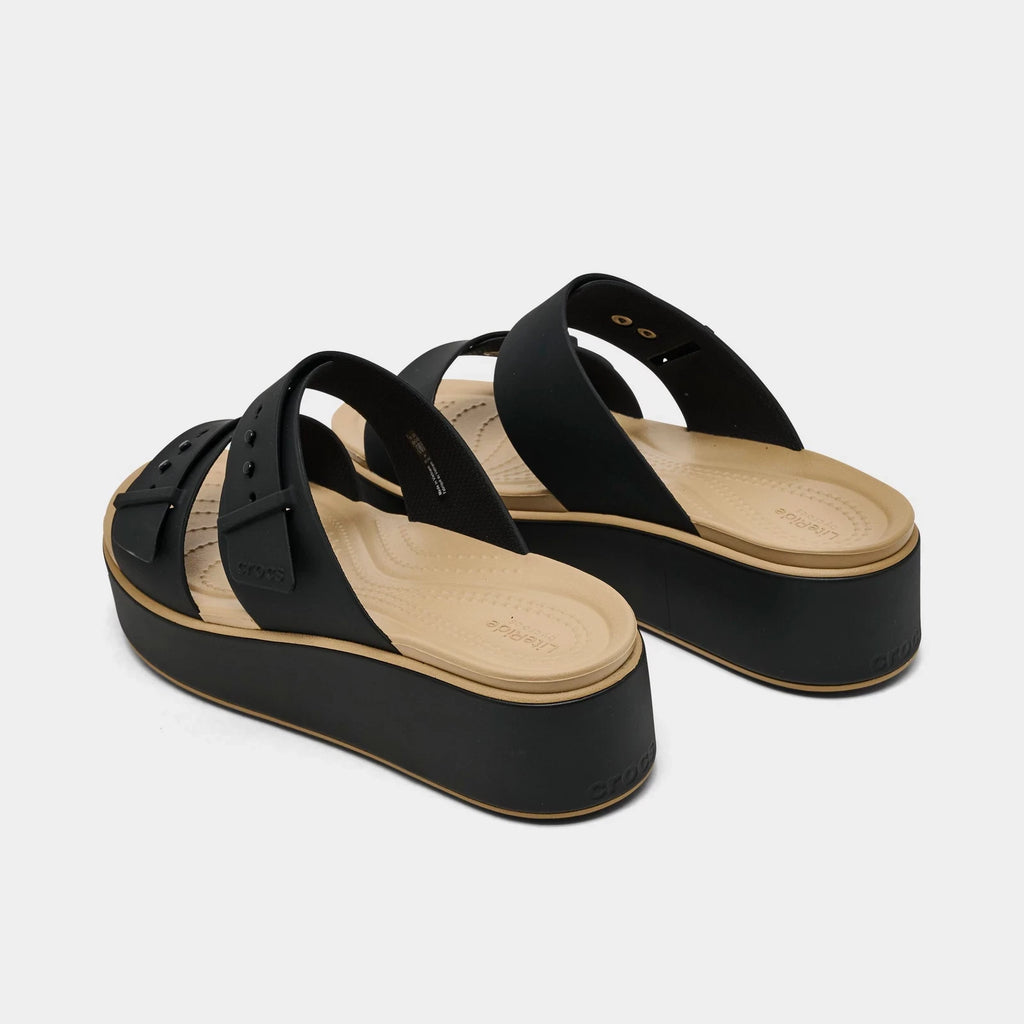Matte Wrap Low Wedge Sandal - Black