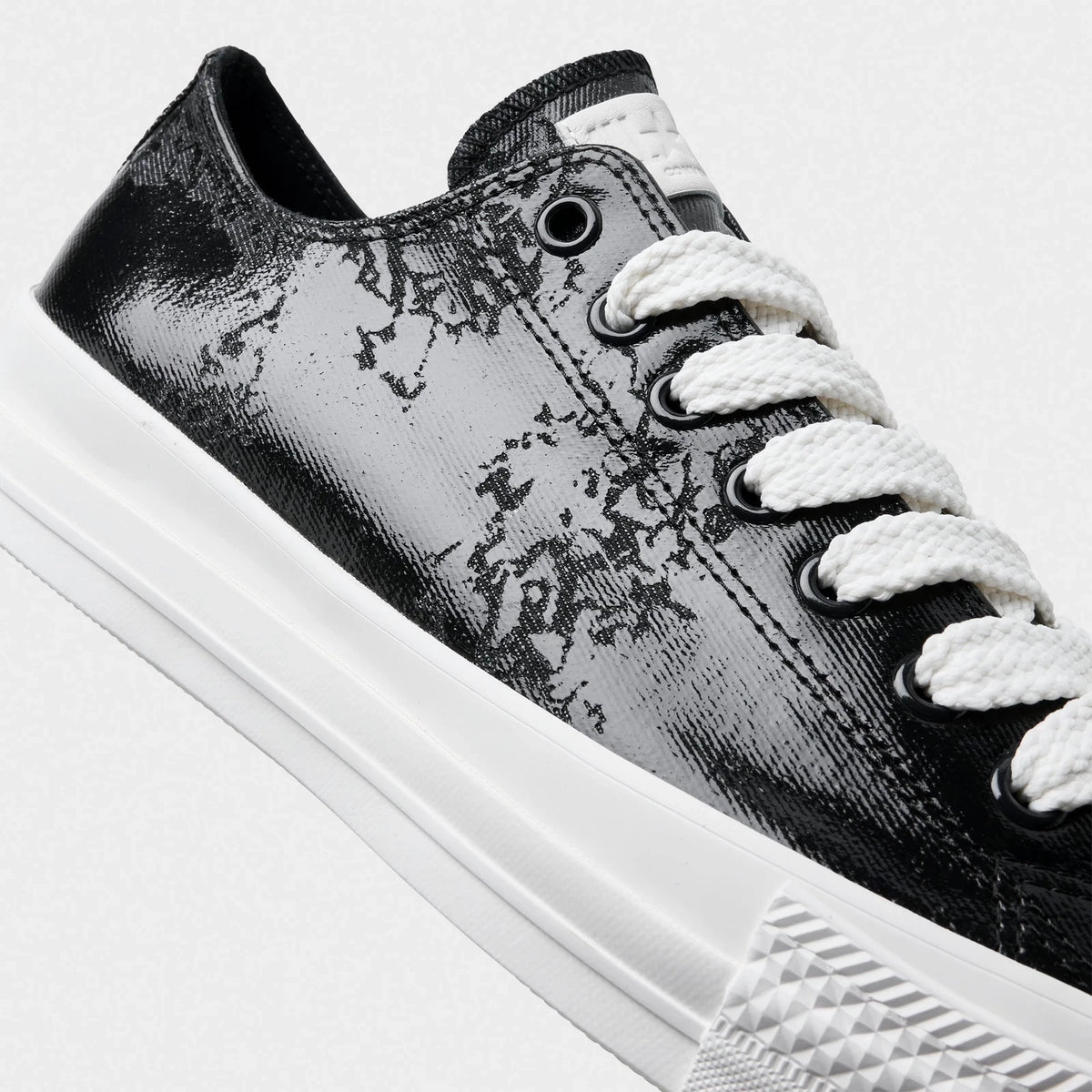 Men's Waxed Denim Low Top Sneakers - Black