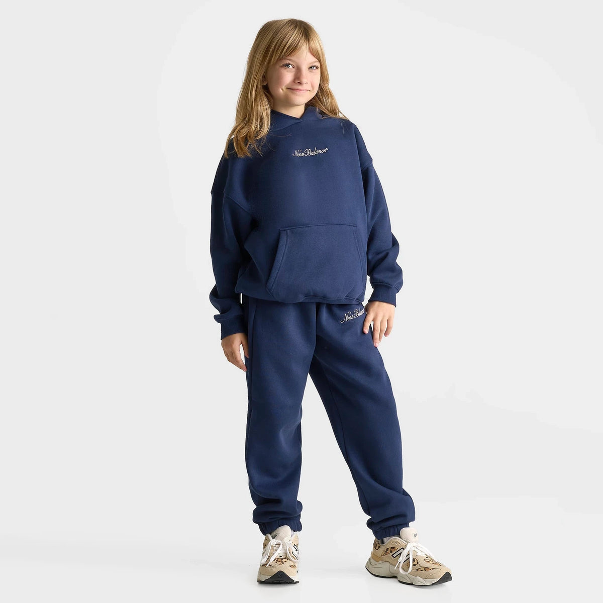 Girls' Oversized Embroidered Fleece Hoodie