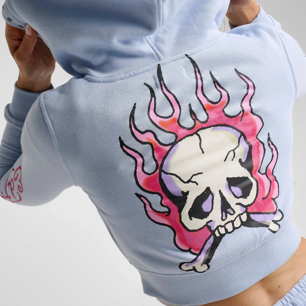 Women's Cropped Graphic Full-Zip Hoodie