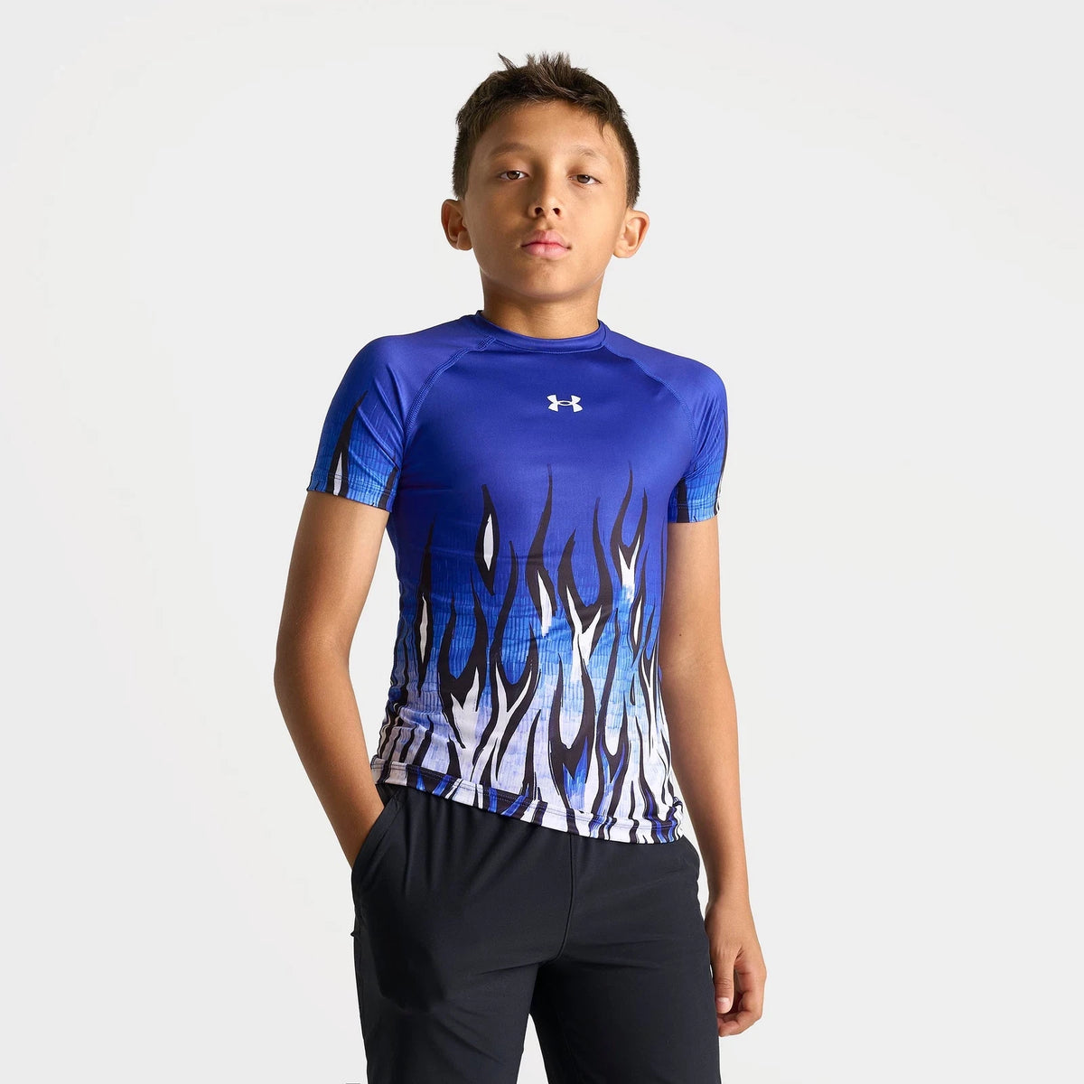 Kids' Flame Graphic Compression Training Top - Blue