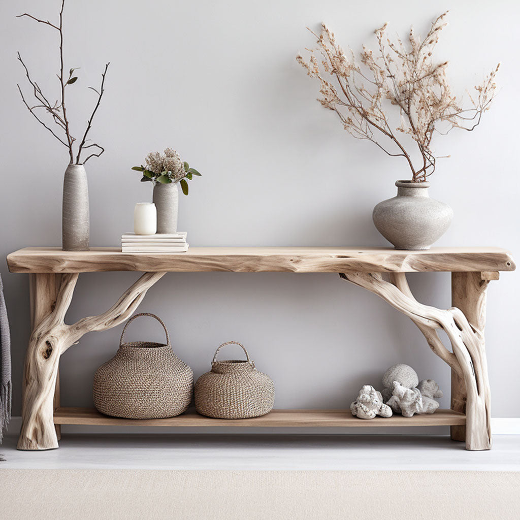 Rustic Modern Natural Wood Console Table with Clean Lines - view 2