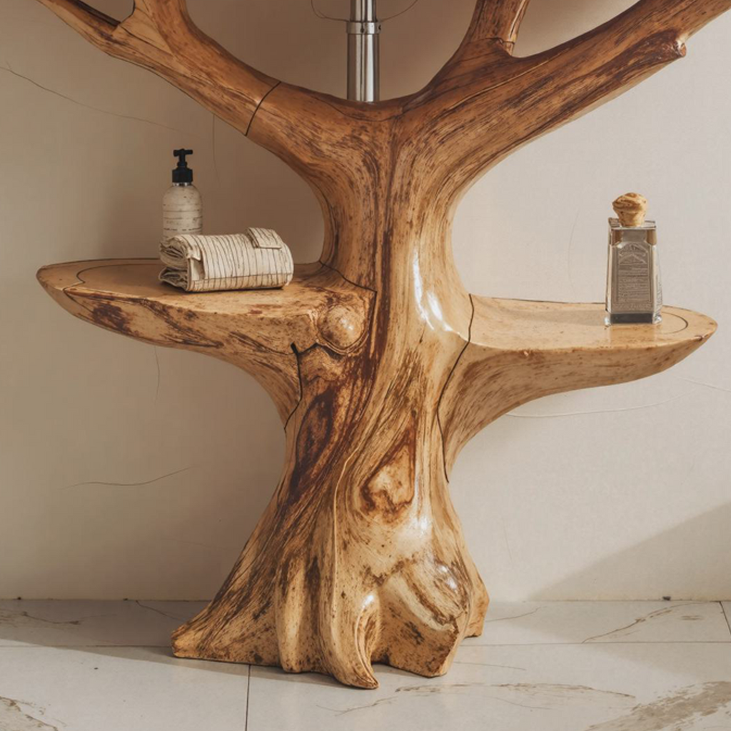 Reclaimed Wood Live Edge Bathroom Vanity in Farmhouse Style - view 6