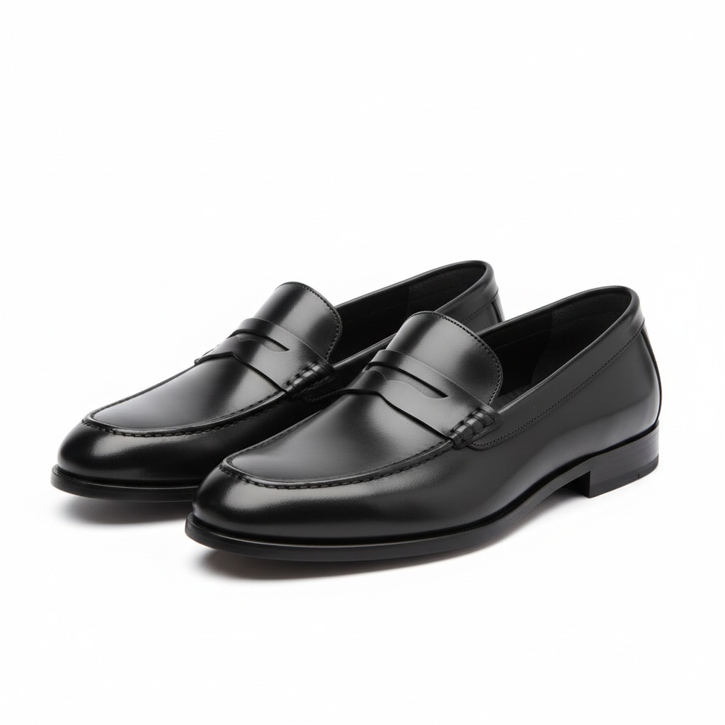 Premium Leather Loafer Shoes in jet black