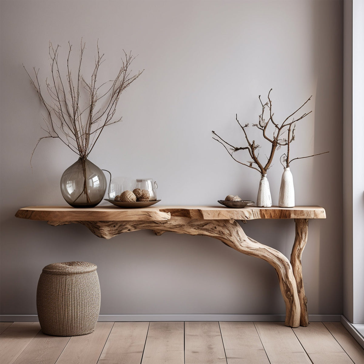 Rustic Live Edge Solid Wood Side Console for Modern Spaces - view 2