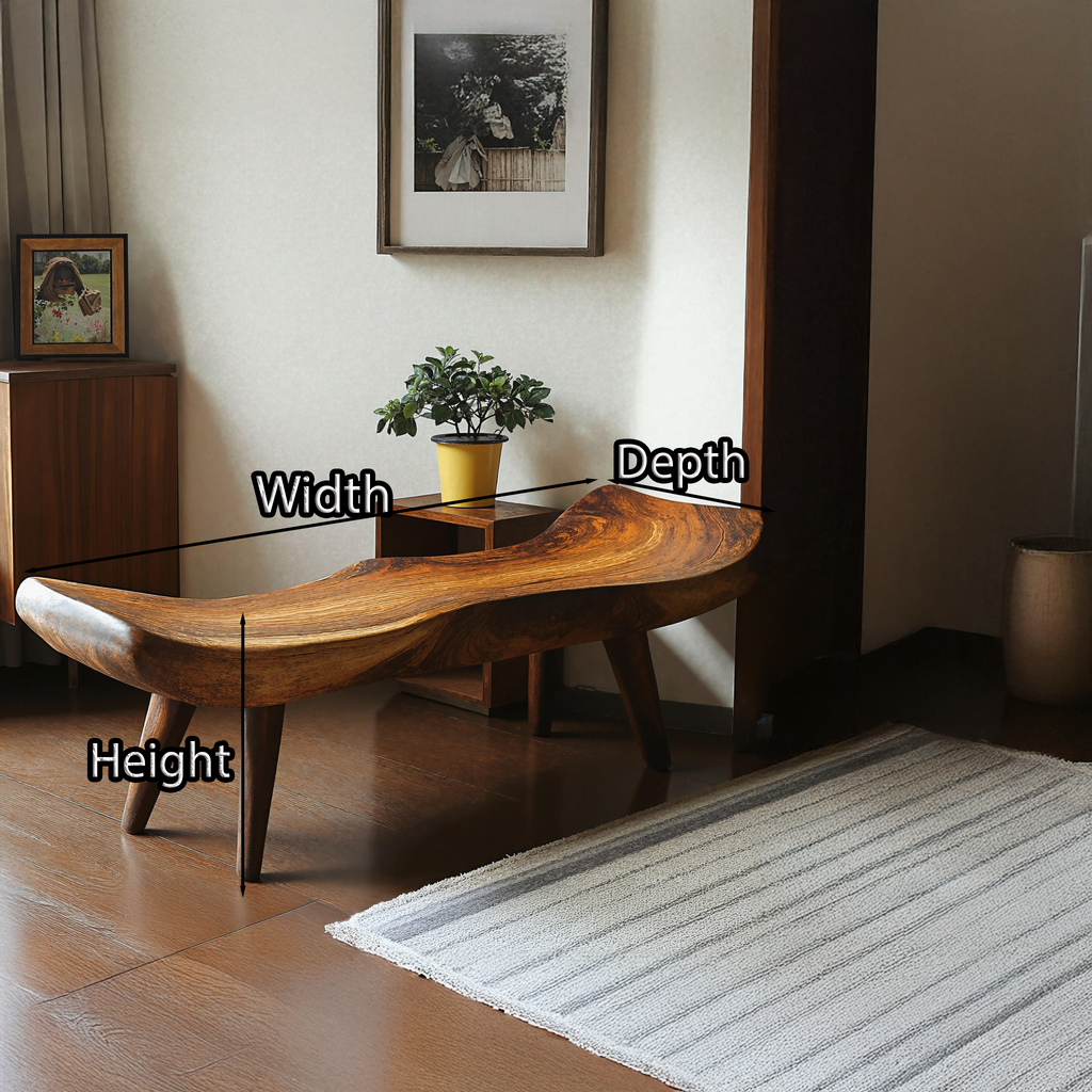 Reclaimed Tamarind Wood Rustic Bench with Simple Design - view 6