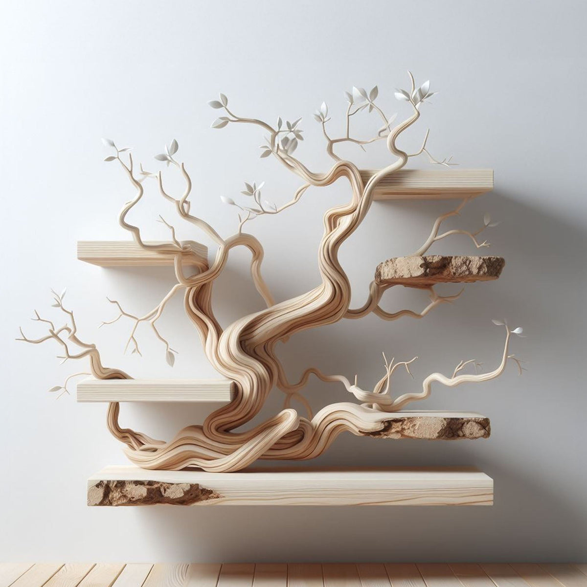 Live Edge Tree Branch Floating Shelf, 80 Inch Wall Display - view 3