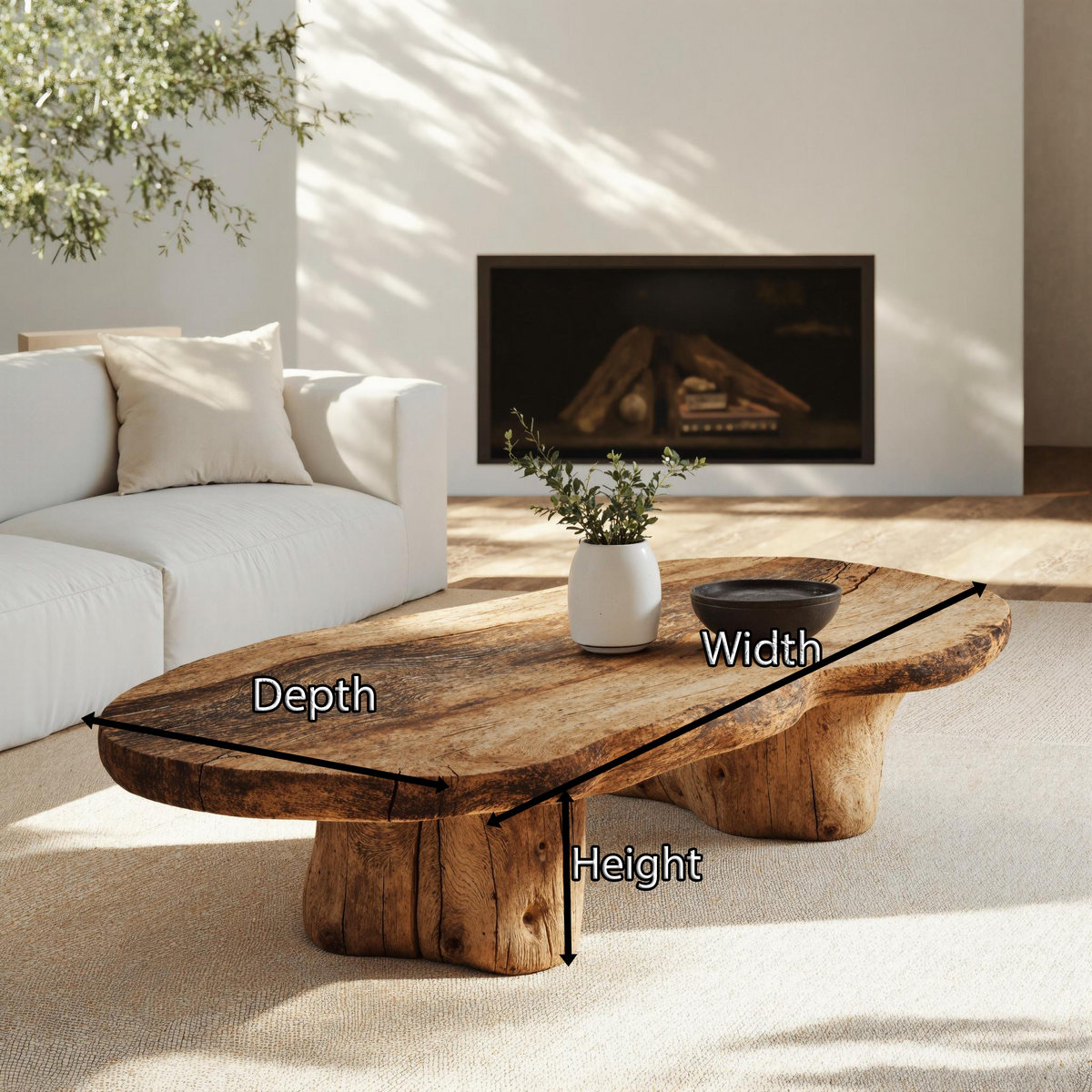 Vintage Style Natural Wood Coffee Table for Cozy Living Rooms - view 5