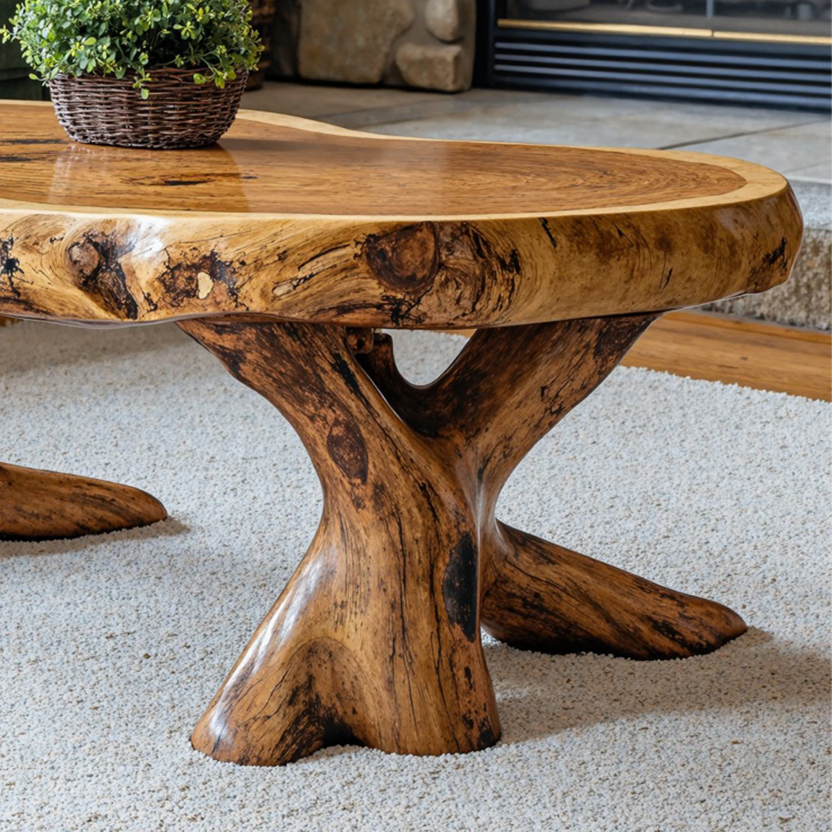 Natural Wood Coffee Table with Wax and Oil Finish - view 4