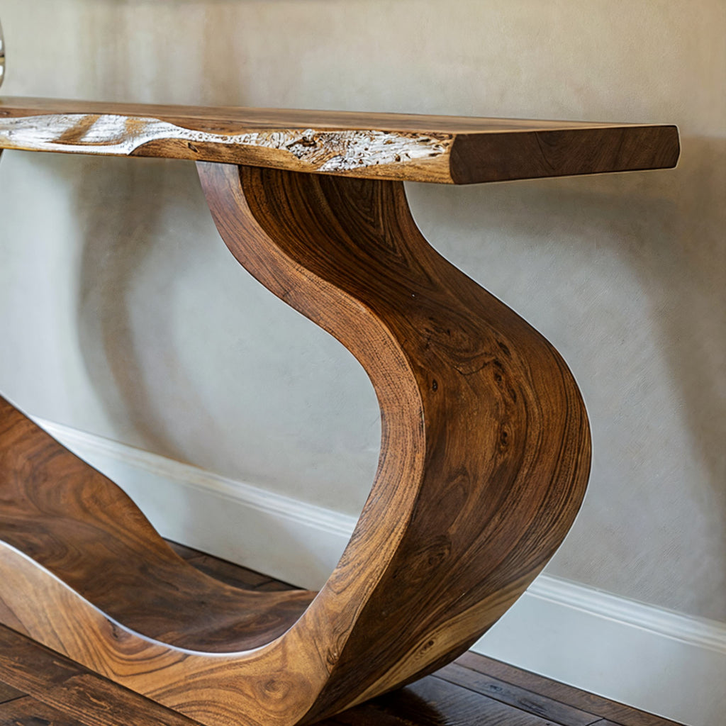 Solid Wood Entryway Console Table with Clean Modern Lines - view 4
