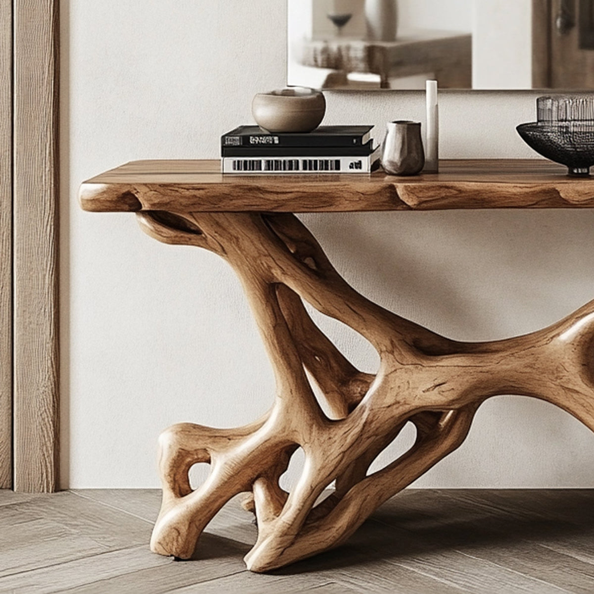 Rustic Handcrafted Solid Wood Console Table with Clean Lines - view 3