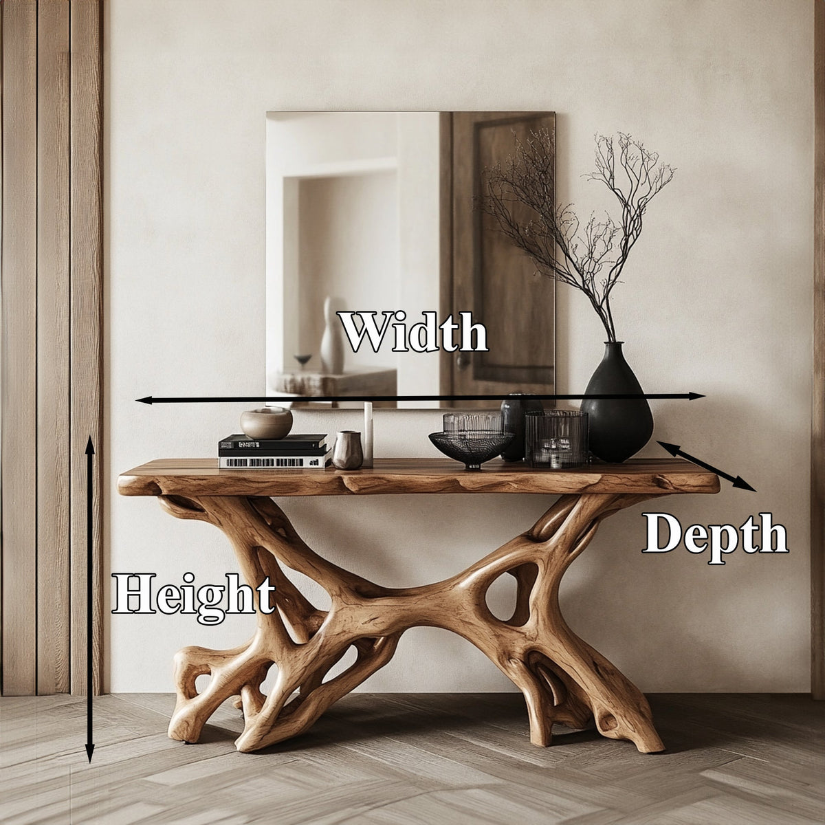 Rustic Handcrafted Solid Wood Console Table with Clean Lines - view 6