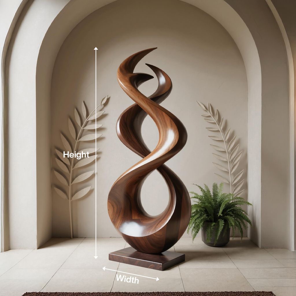 Rustic Abstract Solid Wood Flame Sculpture for Garden or Patio - view 8