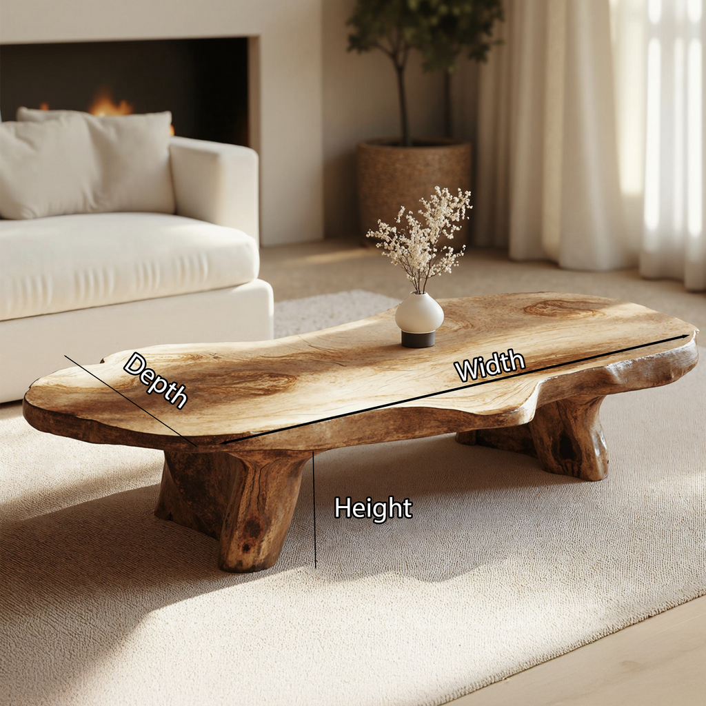 Handcrafted Natural Wood Coffee Table with Oil and Wax Finish - view 5