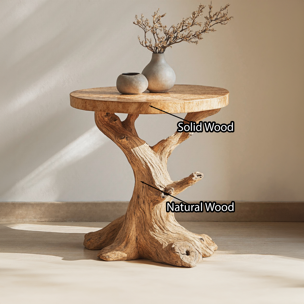 Handcrafted Natural Wood End Table with Wax and Oil Finish - view 3