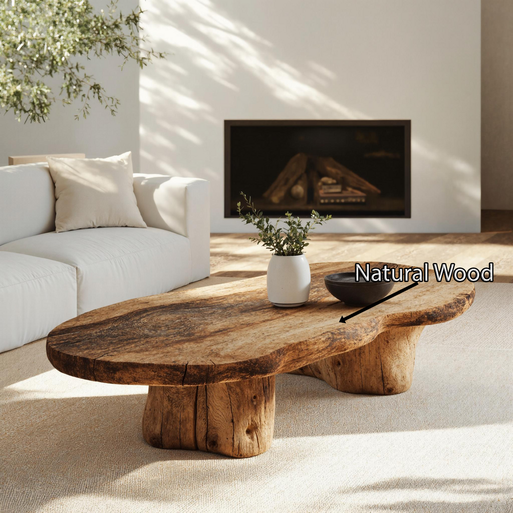 Vintage Style Natural Wood Coffee Table for Cozy Living Rooms - view 6