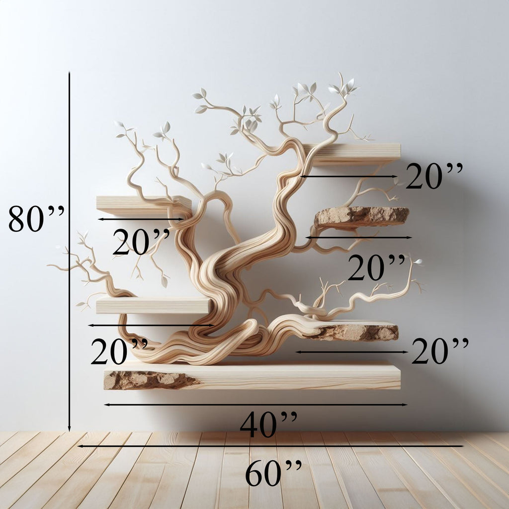 Live Edge Tree Branch Floating Shelf, 80 Inch Wall Display - view 4