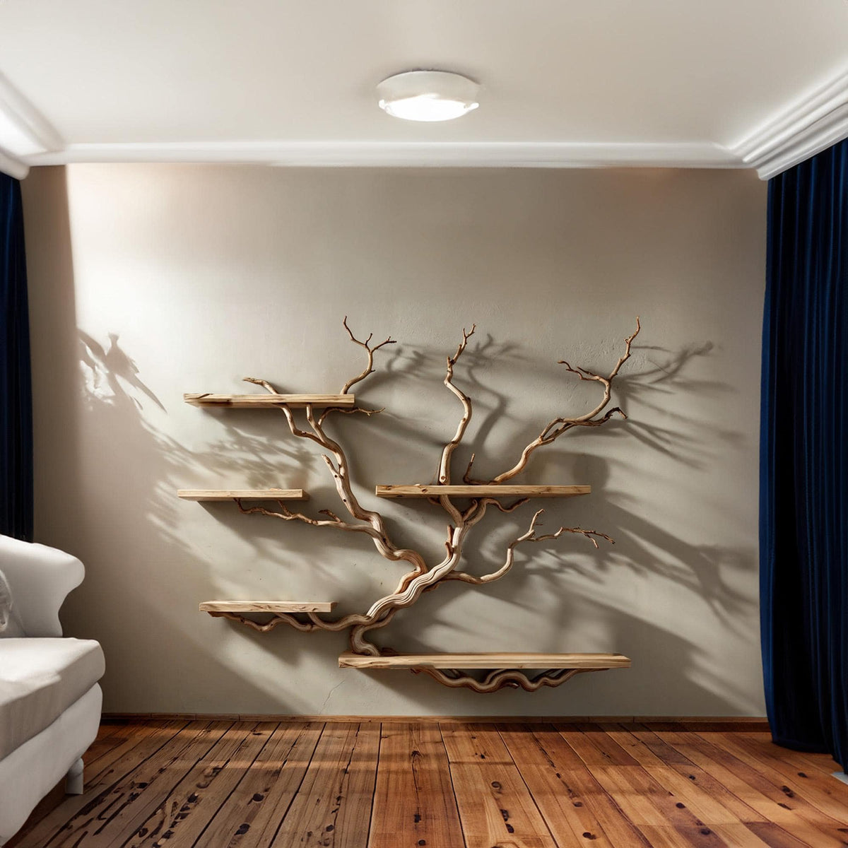 Tree Branch Floating Bookshelf with Driftwood Look, Wall Mounted - view 3