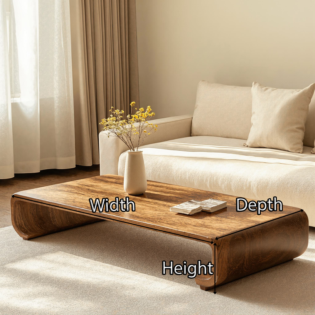 Minimalist Natural Wood Coffee Table with Low Profile Legs - view 6