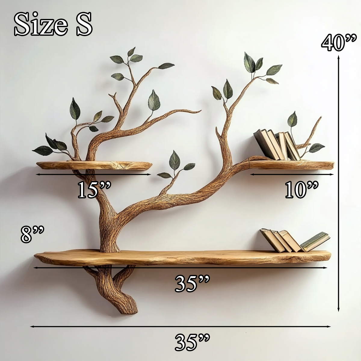 Compact Wood Tree Branch Floating Bookcase for Small Walls - view 7