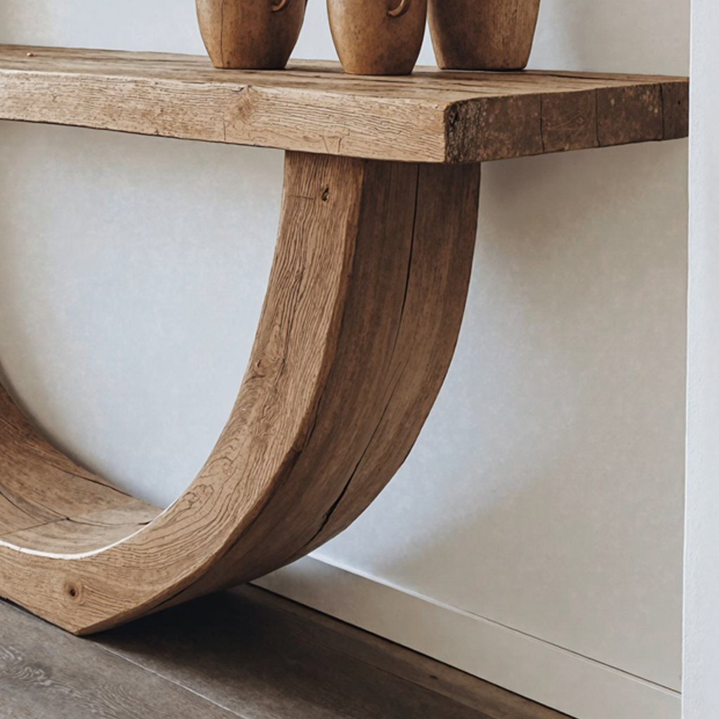 Narrow Live Edge Solid Wood Console Table in Brown - view 3