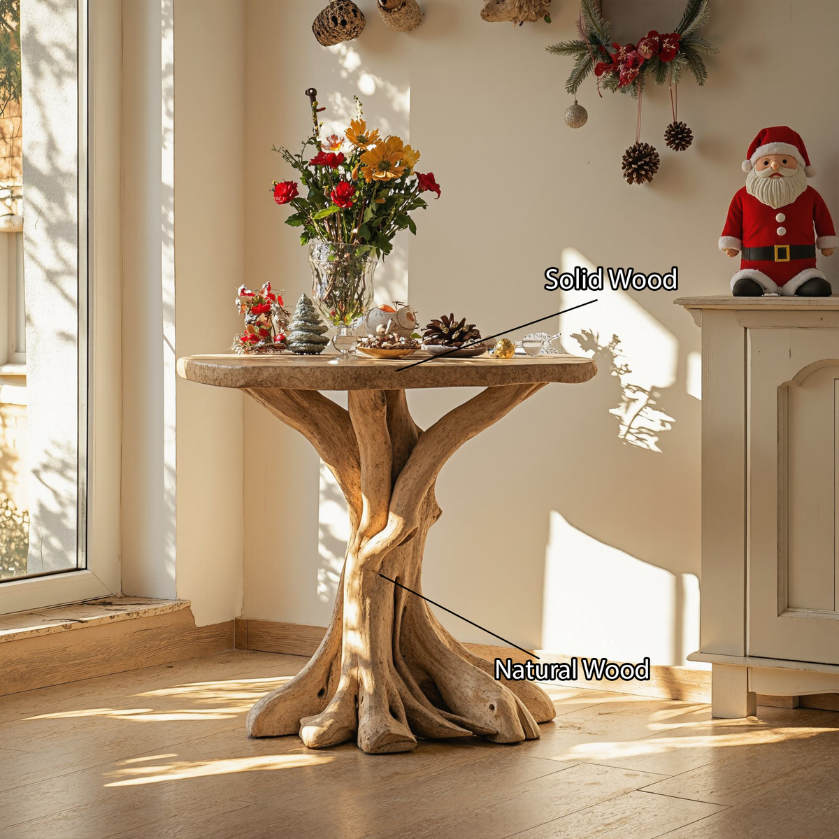 Rustic Solid Wood Live Edge End Table with Natural Wax Finish - view 4